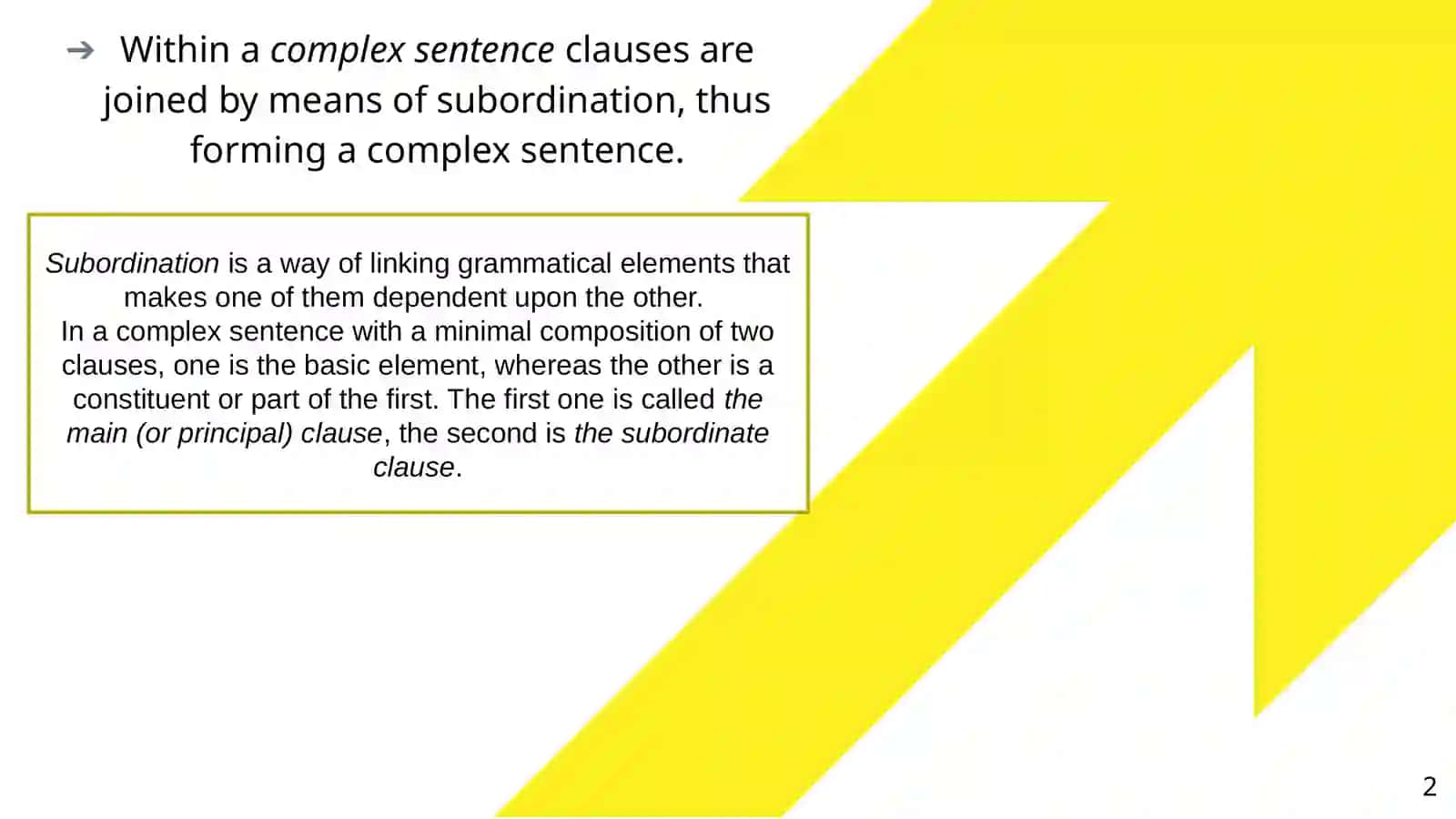 The complex sentences: subject clause and predicative clause 2