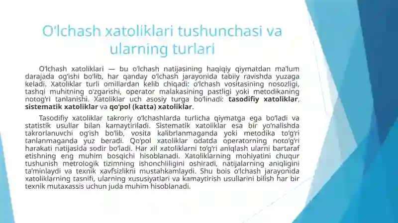 Xatolikni o‘lchashni boshlashdan oldin bartaraf etish 2