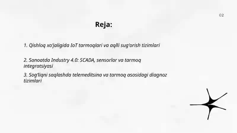 Xalq xoʻjaligining turli sohalari va tarmoqlarida tarmoq texnologiyalaridan foydalanish yoʻllari 2