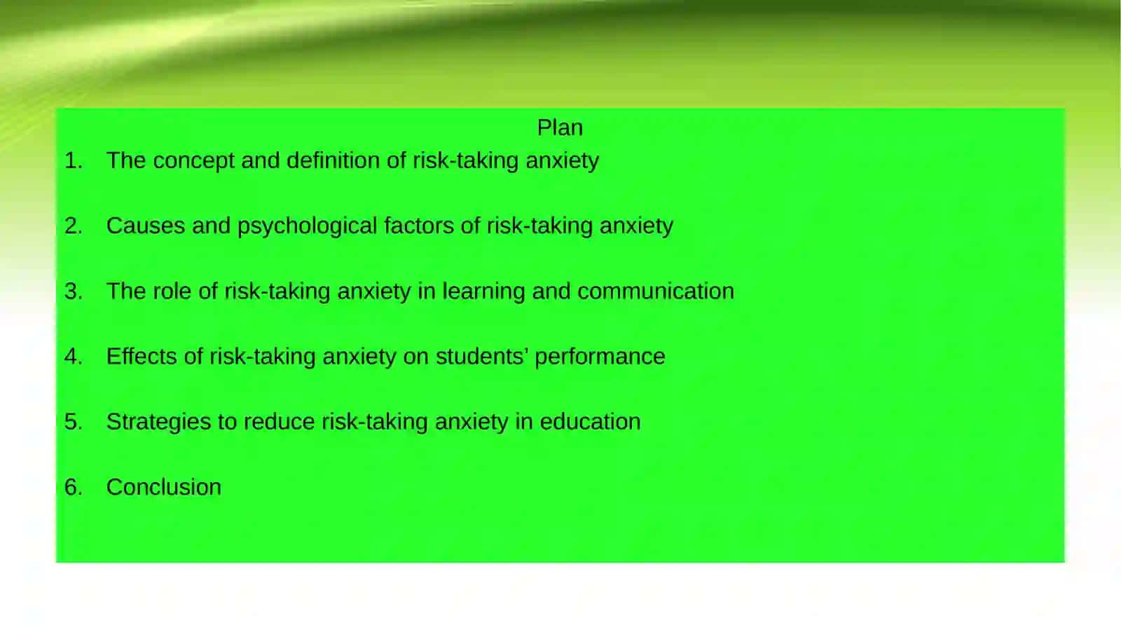 Risk-taking anxiety 2