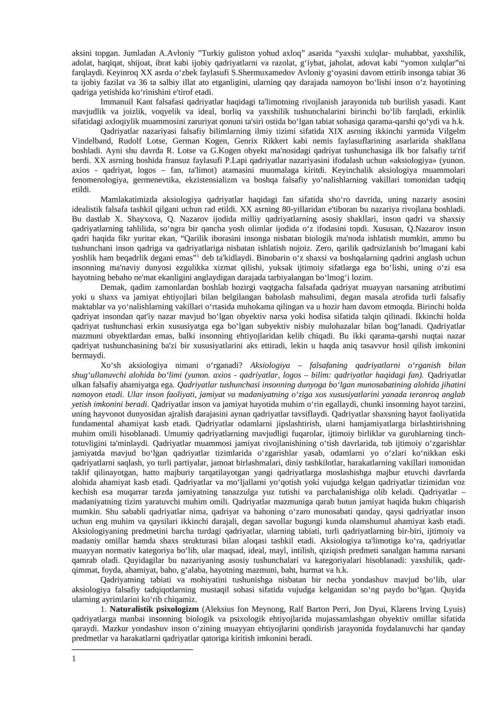 Qadriyatlar falsafasi (aksiologyia) 2
