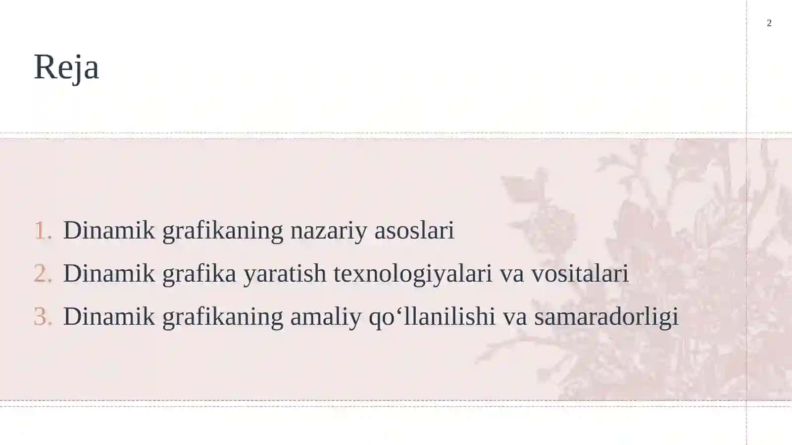 Dinamik grafika: nazariy asoslari va amaliy qo‘llanilishi 2