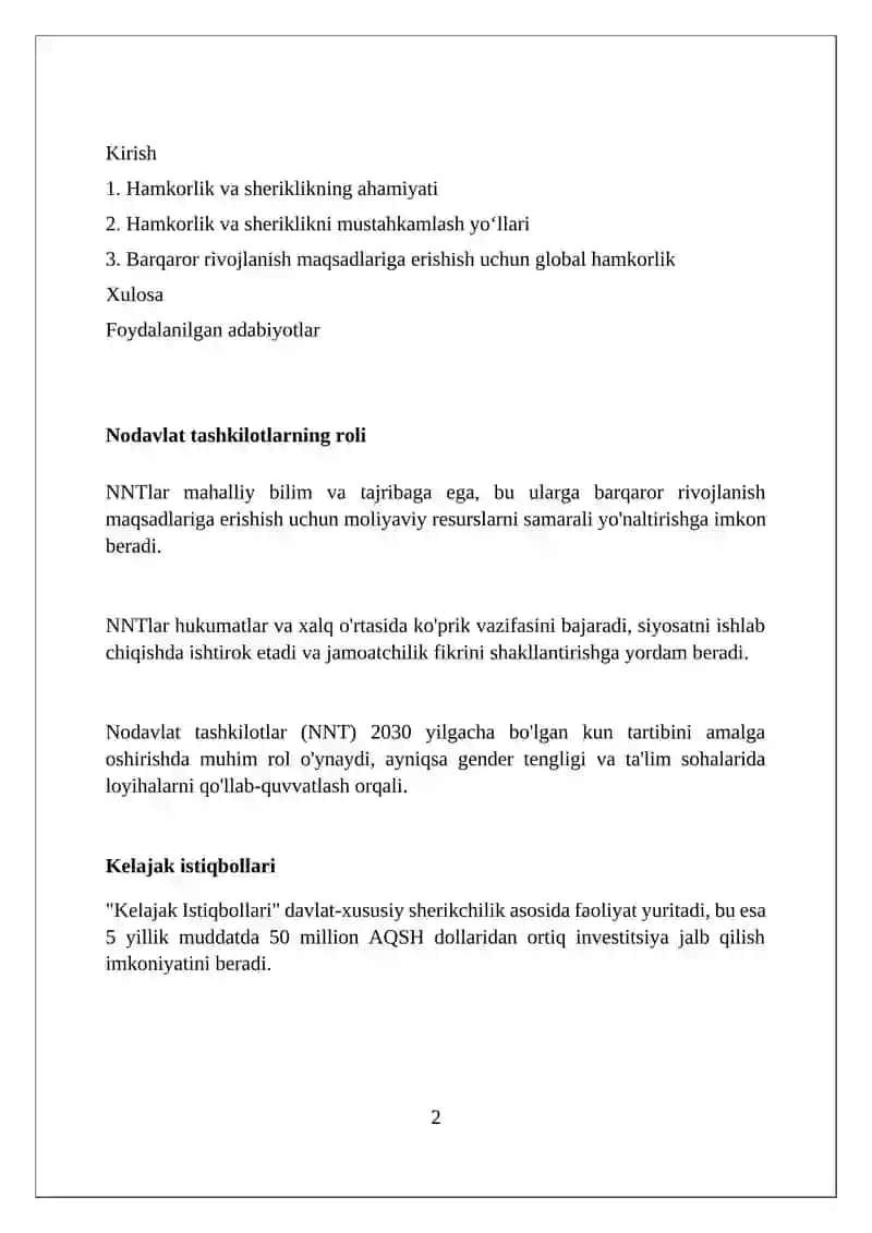 Hamkorlik va sheriklik 2