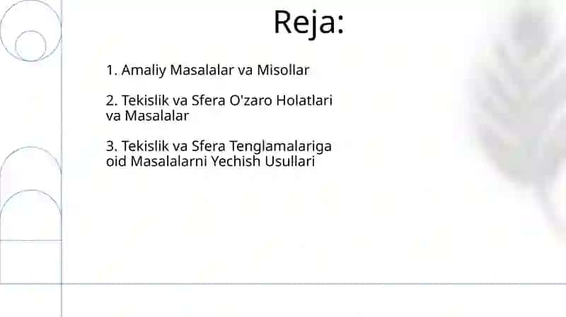 Aylana va sfera tenglamalariga doir masalalarni yechish 2