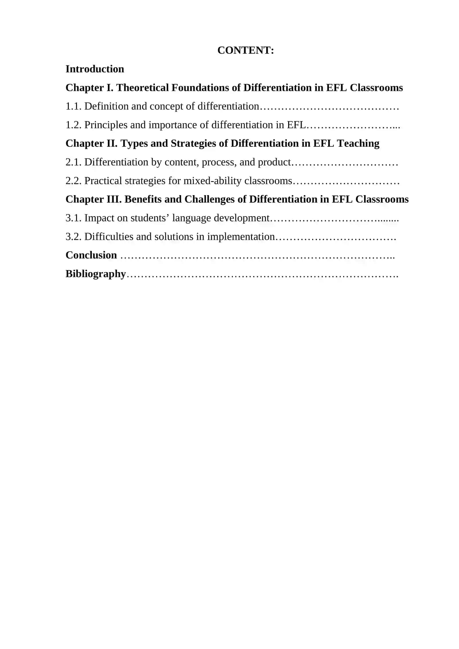 COURSE WORK: Differentiation strategies in EFL classrooms 2