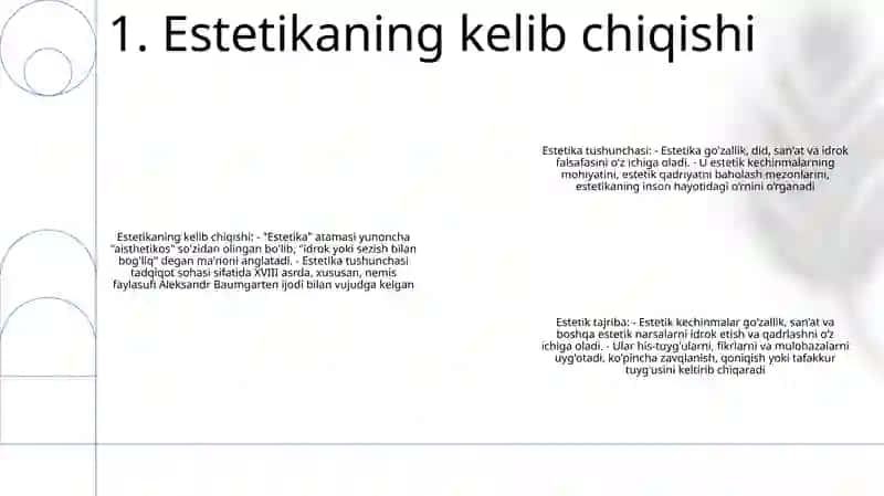 Estetikaning kelib chiqishi 2