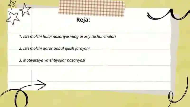 Iste’molchi hulqi nazariyasining asosiy holati 2