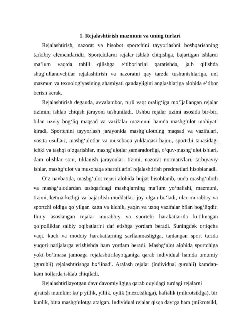 Rejalashtirish mazmuni va uning turlari 2