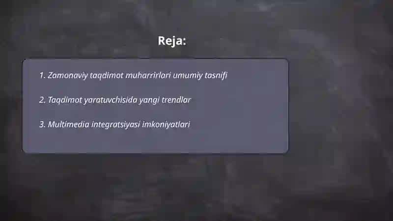 Zamonaviy taqdimot muharrirlari tahlili. 2