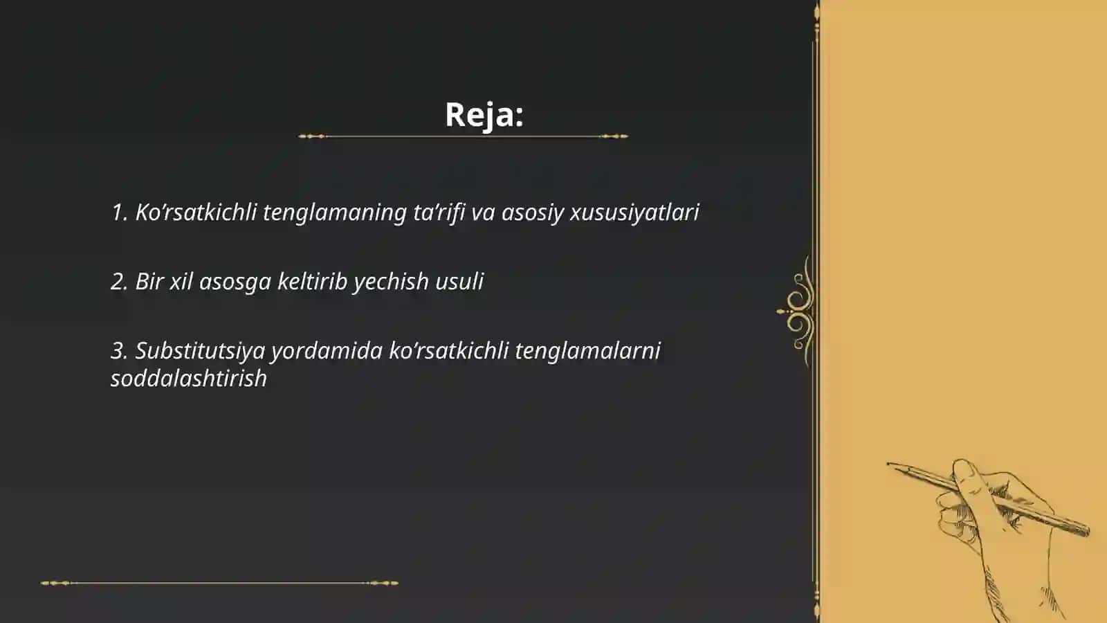 Ko’rsatkichli tenglamalar 2