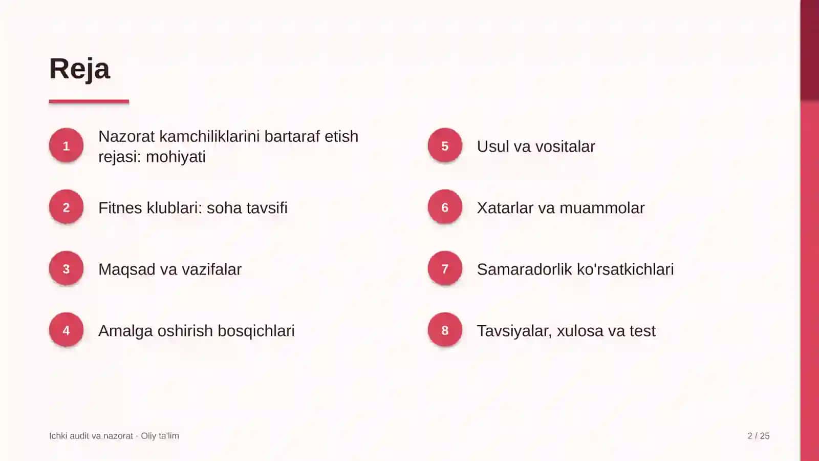 fitnes klublarida nazorat kamchiliklarini bartaraf etish rejasini ishlab chiqish 9558 2