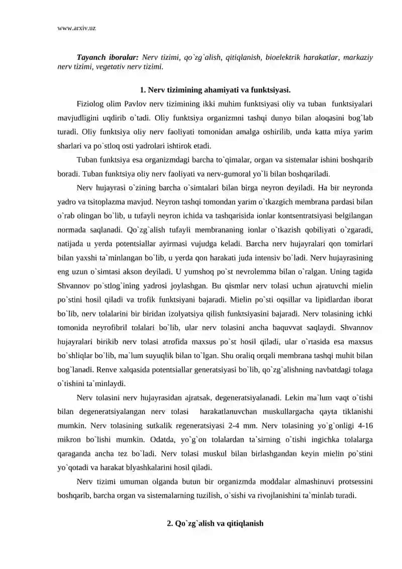Nerv tizimining fiziologiyasi 2