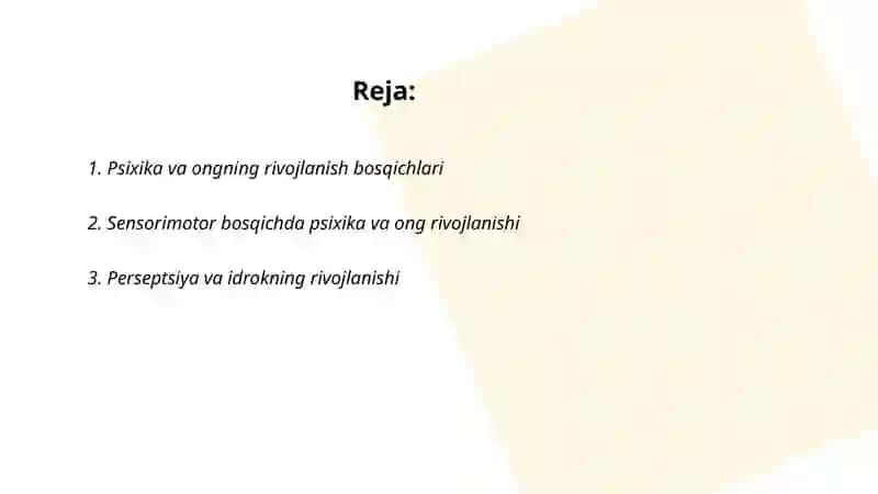 Psixika va ongning taraqqiyoti 2