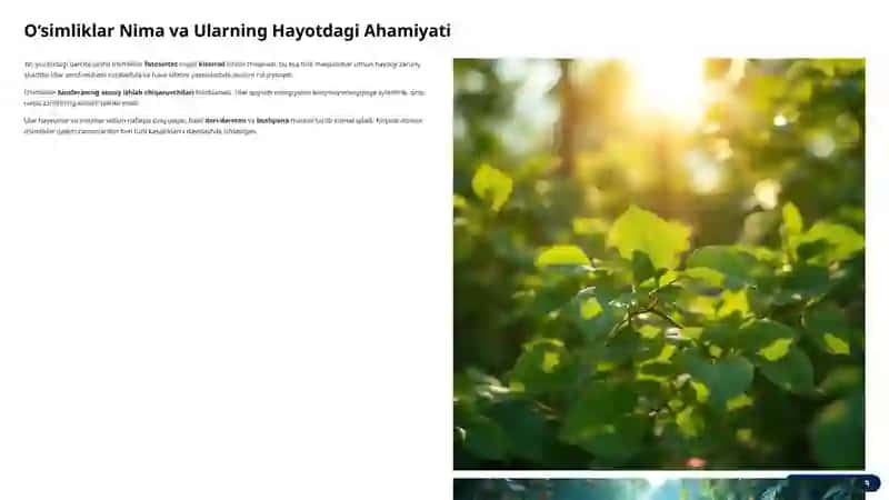 O‘simliklar Dunyosi va Ularning Hayot Tarzi 2