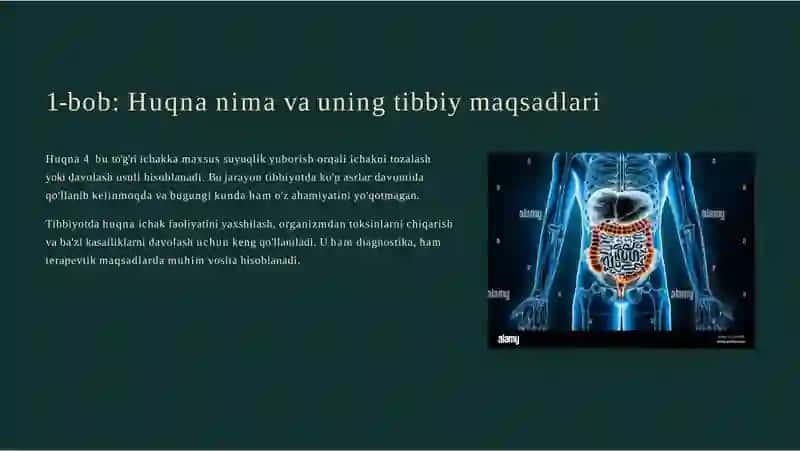 Huqna(klizma) turlari va tibbiyotdagi o'rni 2