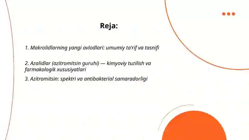 Makrolidlarning yangi avlodlari.Azalidlar 2