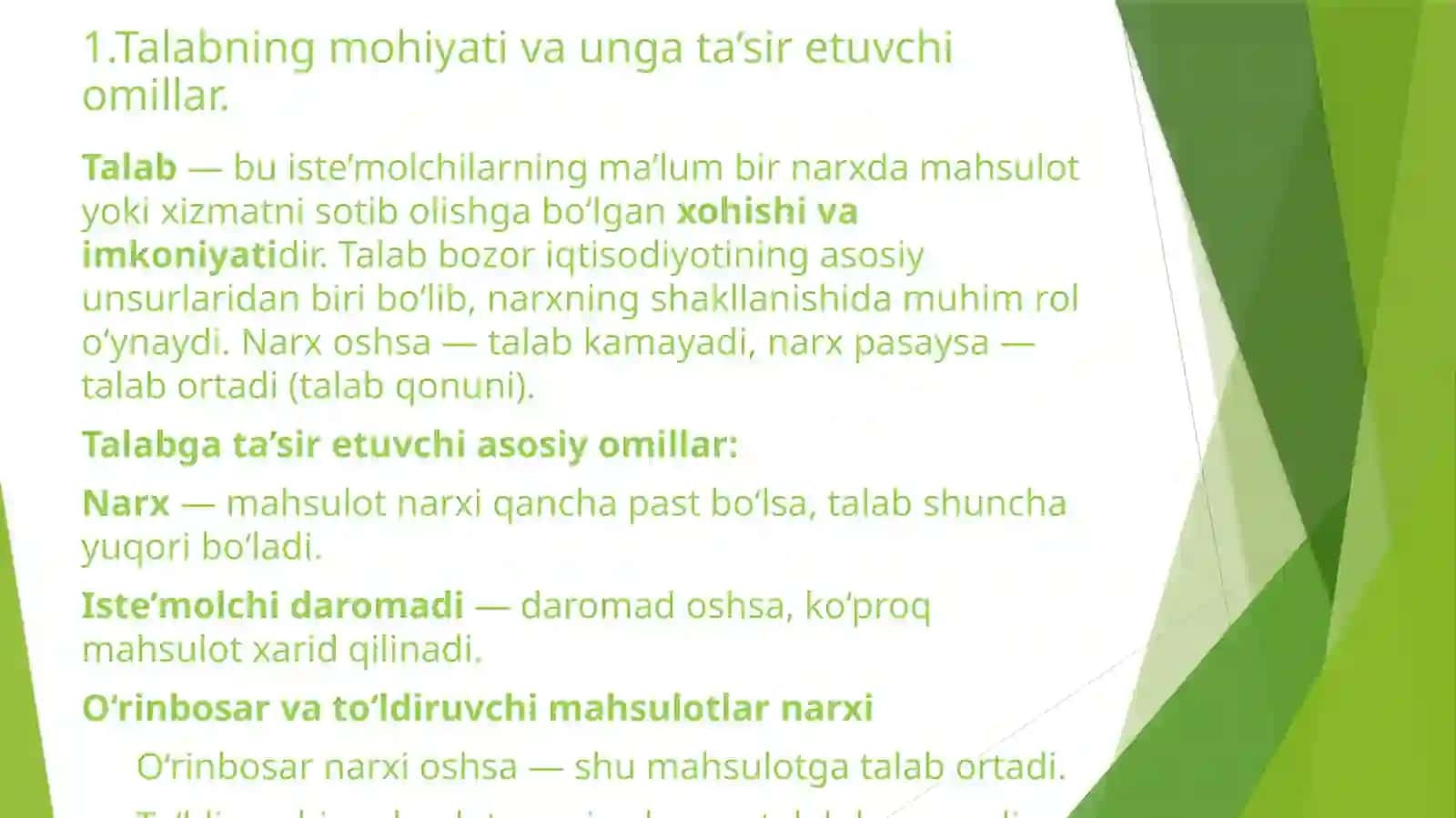 Talab va taklif tahlili 2