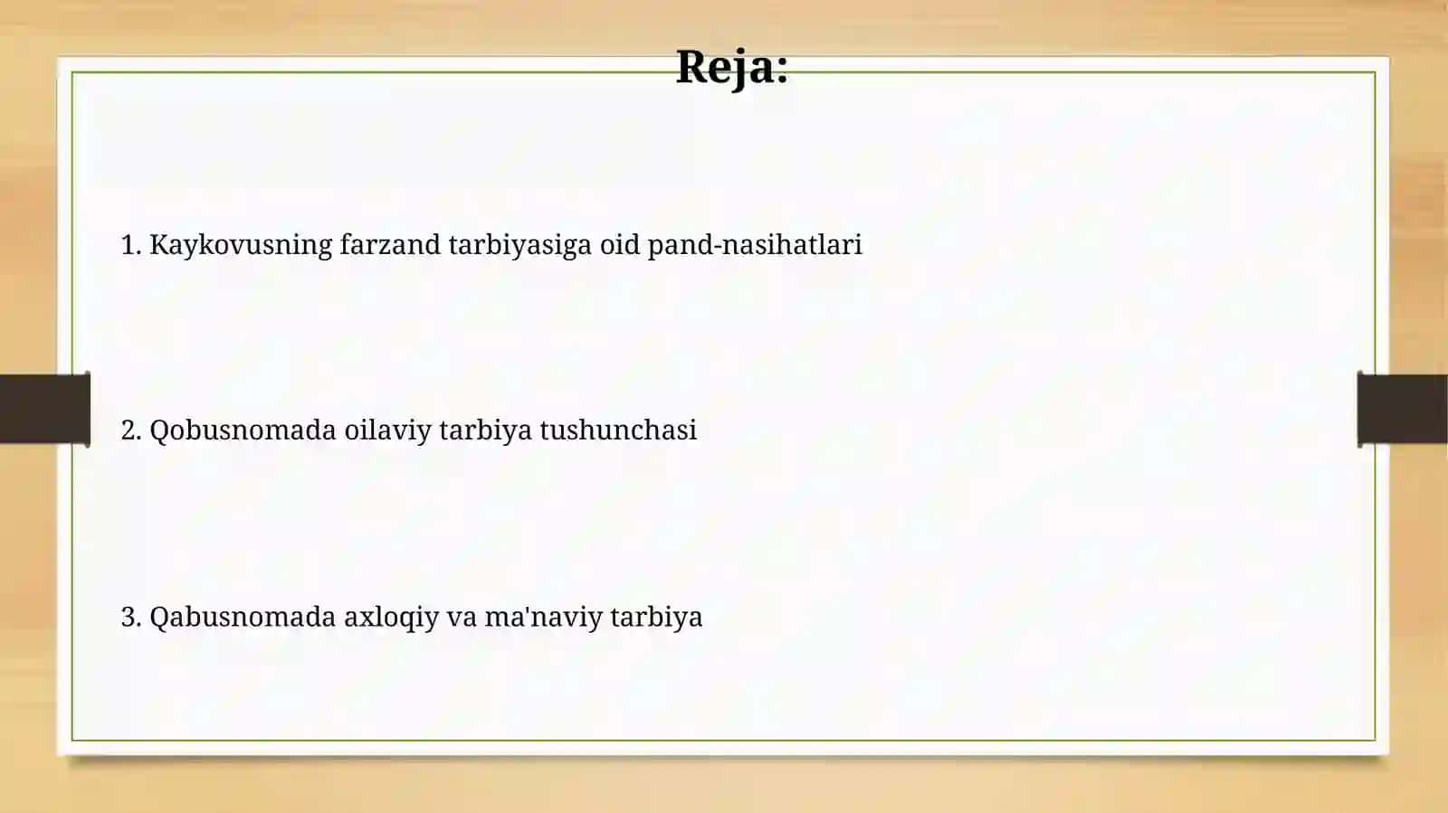 Kaykovusning Qobusnoma asarida oila tarbiyasi 2