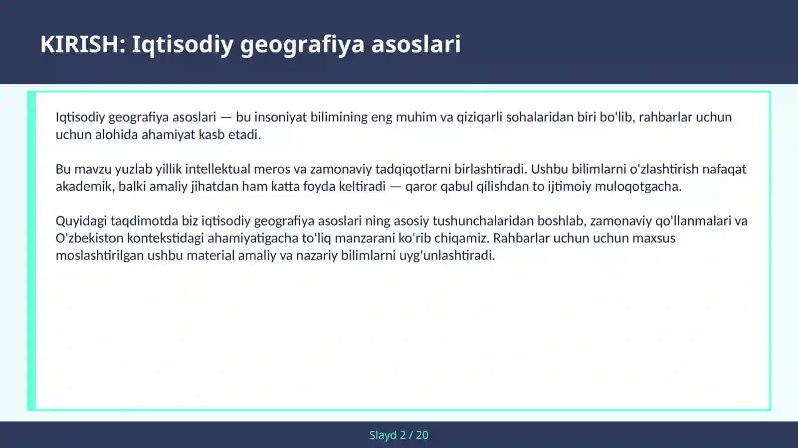 IQTISODIY GEOGRAFIYA ASOSLARI 2