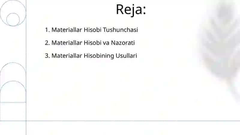 Materiallar hisobi 2