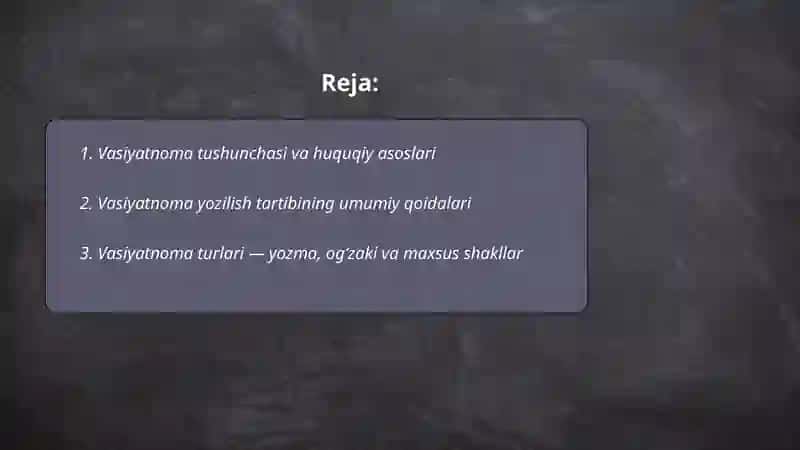 Vasiyatnoma yozilish tartibi, turlari va majburiy bandlar 2