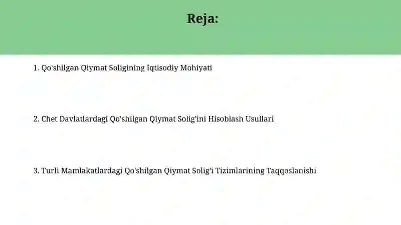 Qo'shilgan Qiymat Solig'ini Hisoblash Usullari 2