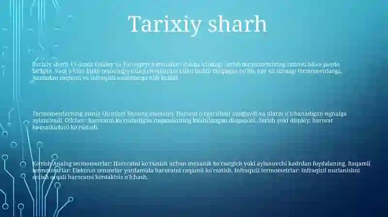 Termometrlarning Asosiy Qismlari Va Korinishi 2
