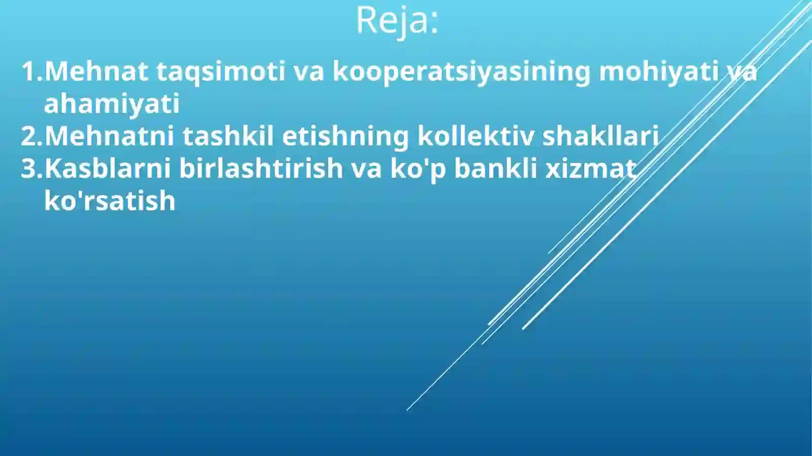 Mehnat taqsimoti va kooperatsiyasi 2