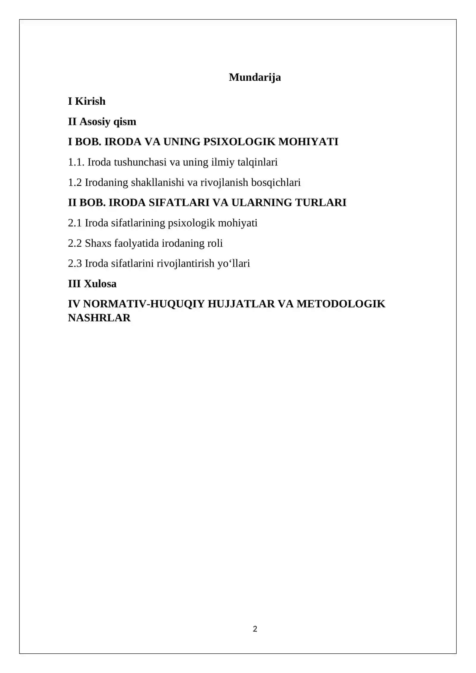 Iroda sifatlari va shaxs faoliyatidagi roli 2