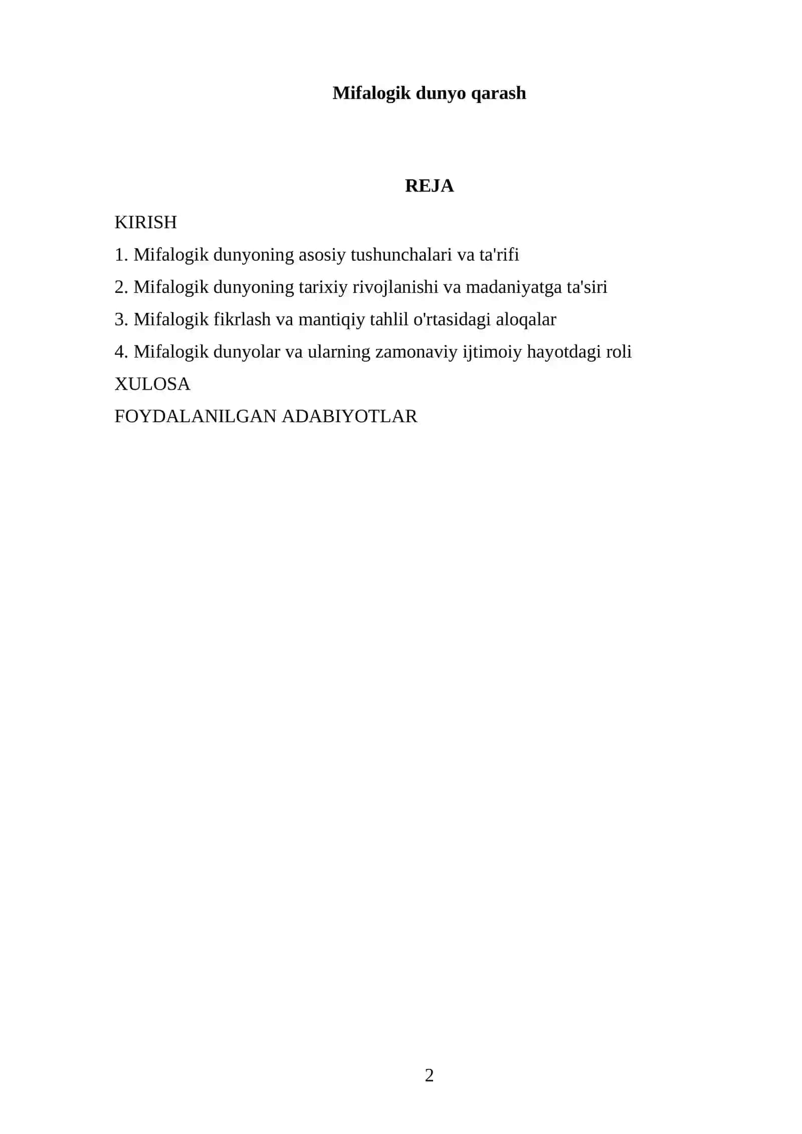 Mifalogik dunyo qarash 2