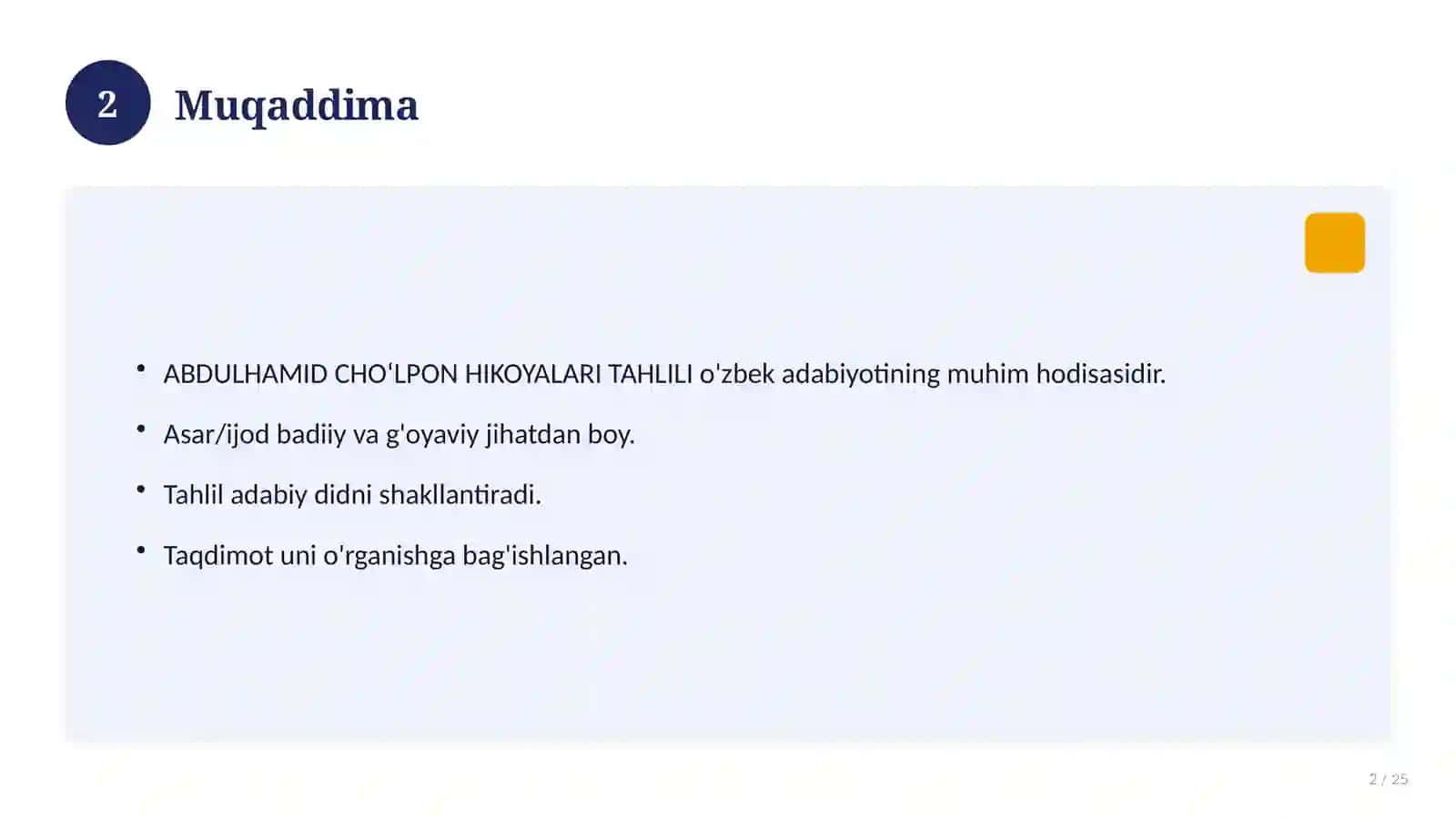 ABDULHAMID CHOʻLPON HIKOYALARI TAHLILI 2