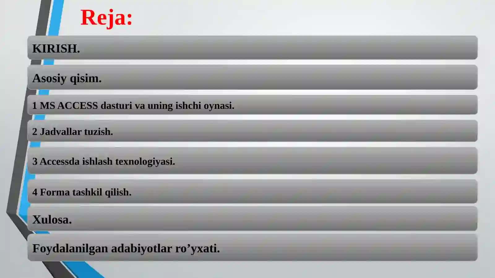 Microsoft ACCESS dasturini ishlatish texnologiyalari 2