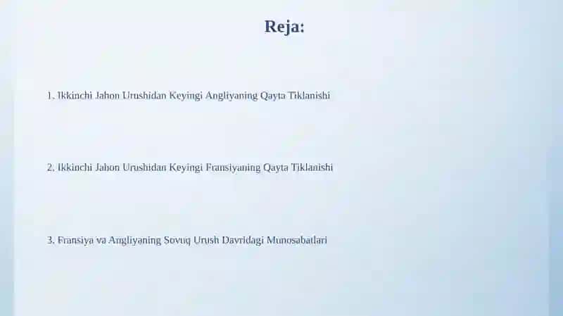 Ikkinchi Jahon Urushidan Keyingi Angliyaning Qayta Tiklanishi 2