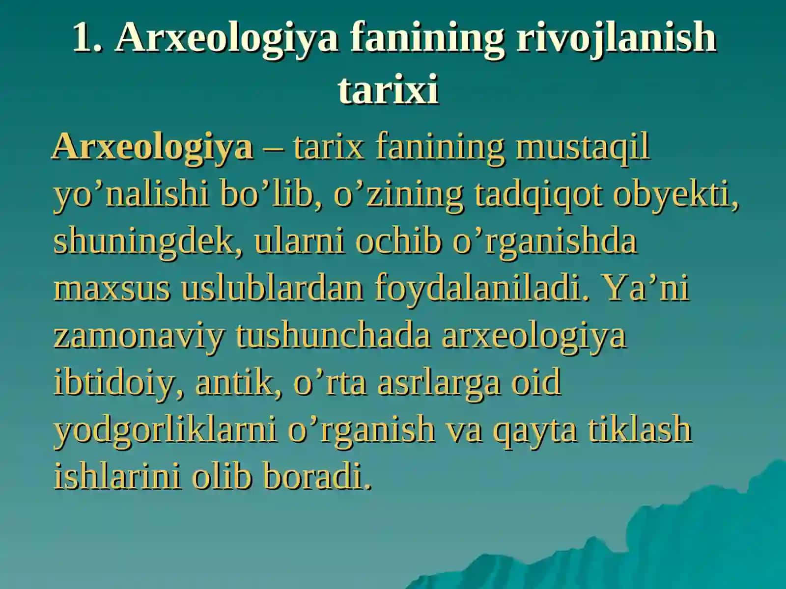 Arxeologiya asoslari faniga kirish 2