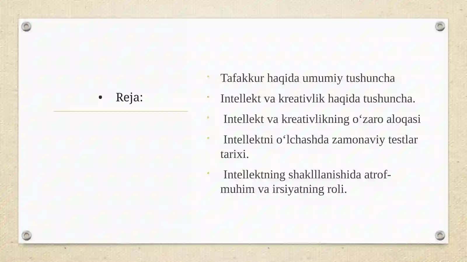 Taffakkur va intilektual qobilyatlar 2