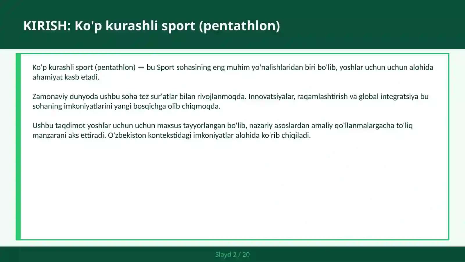 KO'P KURASHLI SPORT (PENTATHLON) 2