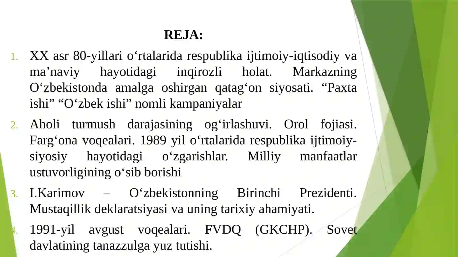 O‘zbekistondagi ijtimoiy-siyosiy jarayonlar 2