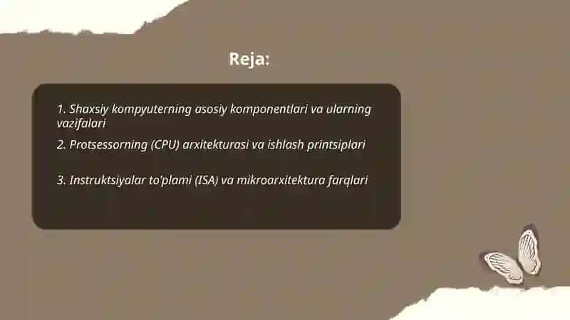 Shaxsiy kompyuterning tuzilishi va arxitekturasi 2