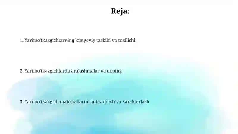 Yarim oʻtkazgichlarning kimyoviy tuzilishi 2