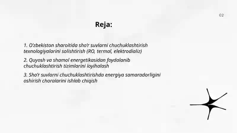 Sho’r suvlarni chuchuklashtirish g’oyasi 2
