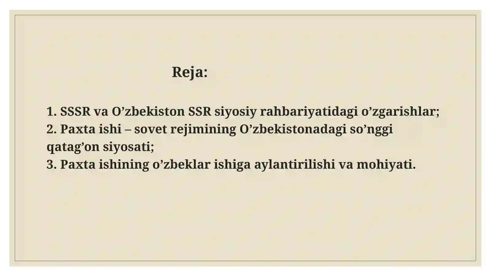 O‘zbekiston Paxtaishi va uning o‘ibatlari 2