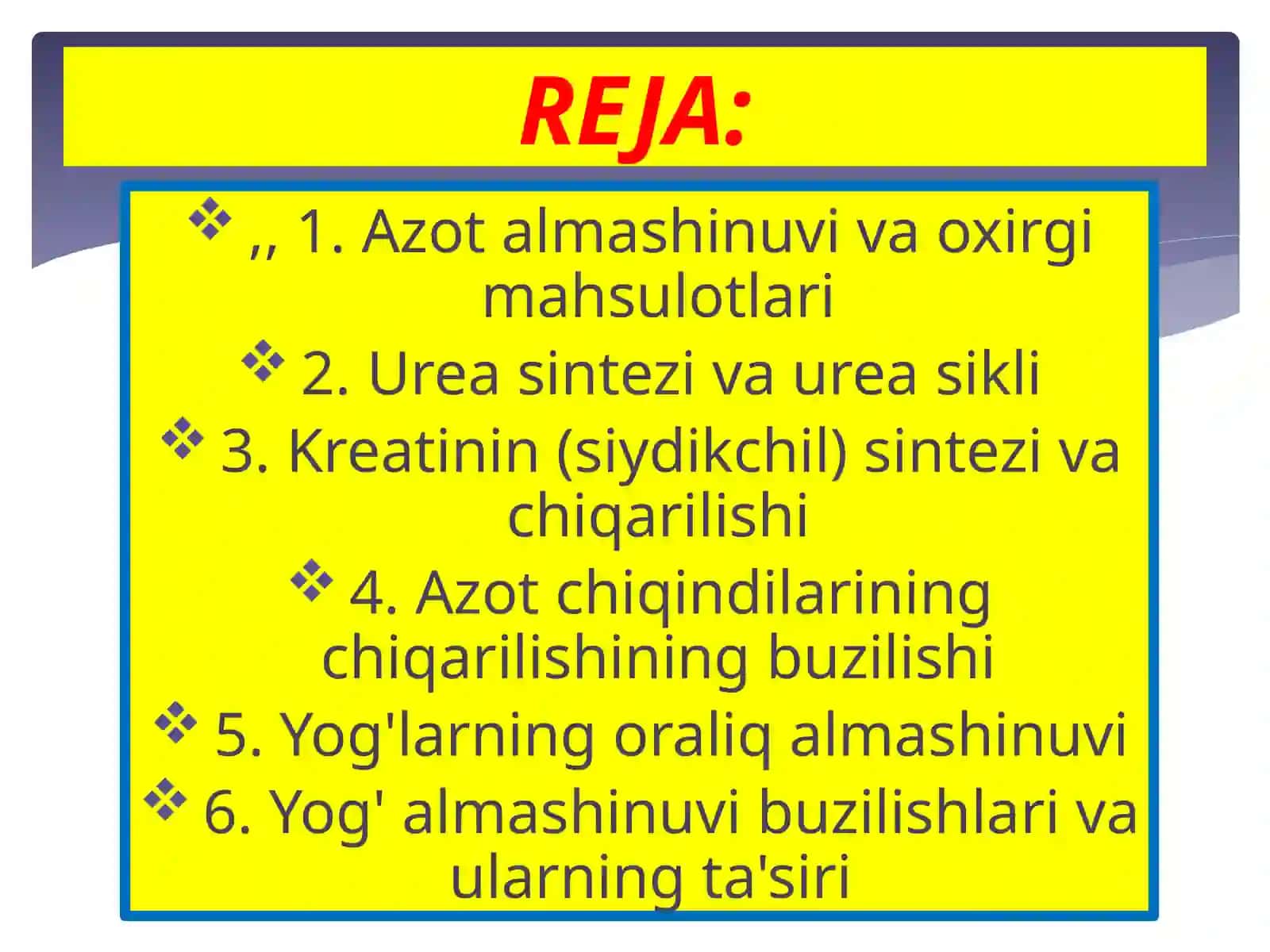 Azot almashinuvi ohirgi mahsulotlari 2
