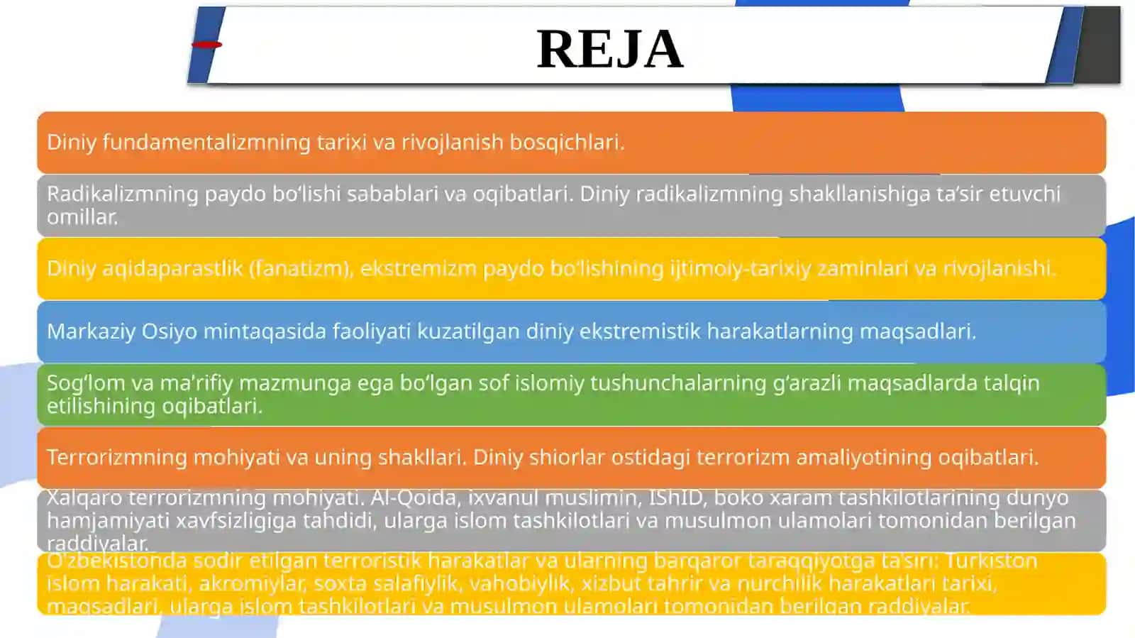 Diniy Fundamentalizm, Radikalizm va Terrorizmning Tarixi va Yo‘nalishlari 2