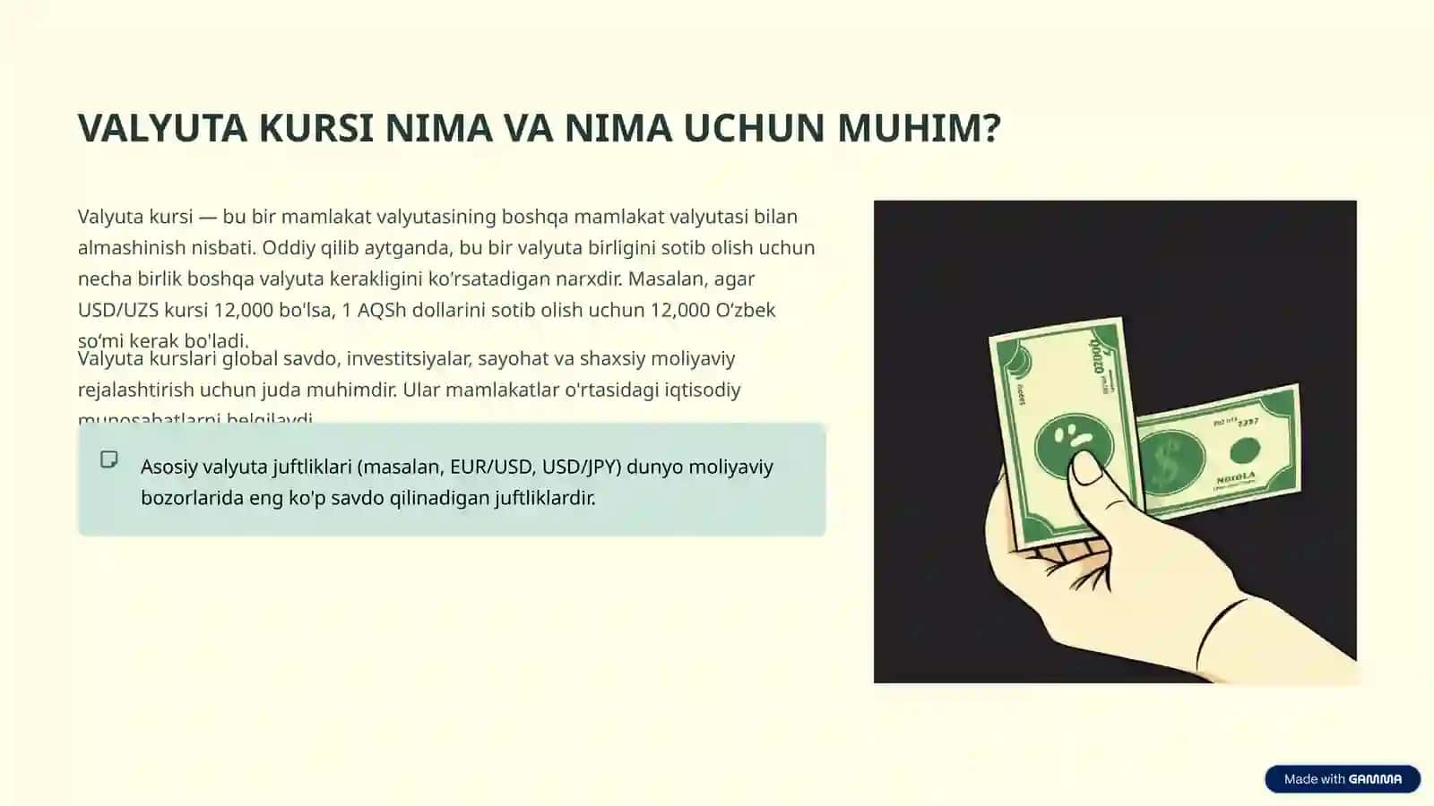 VALYUTA KURSI:MOLIYAVIY JAHONNING PULI 2