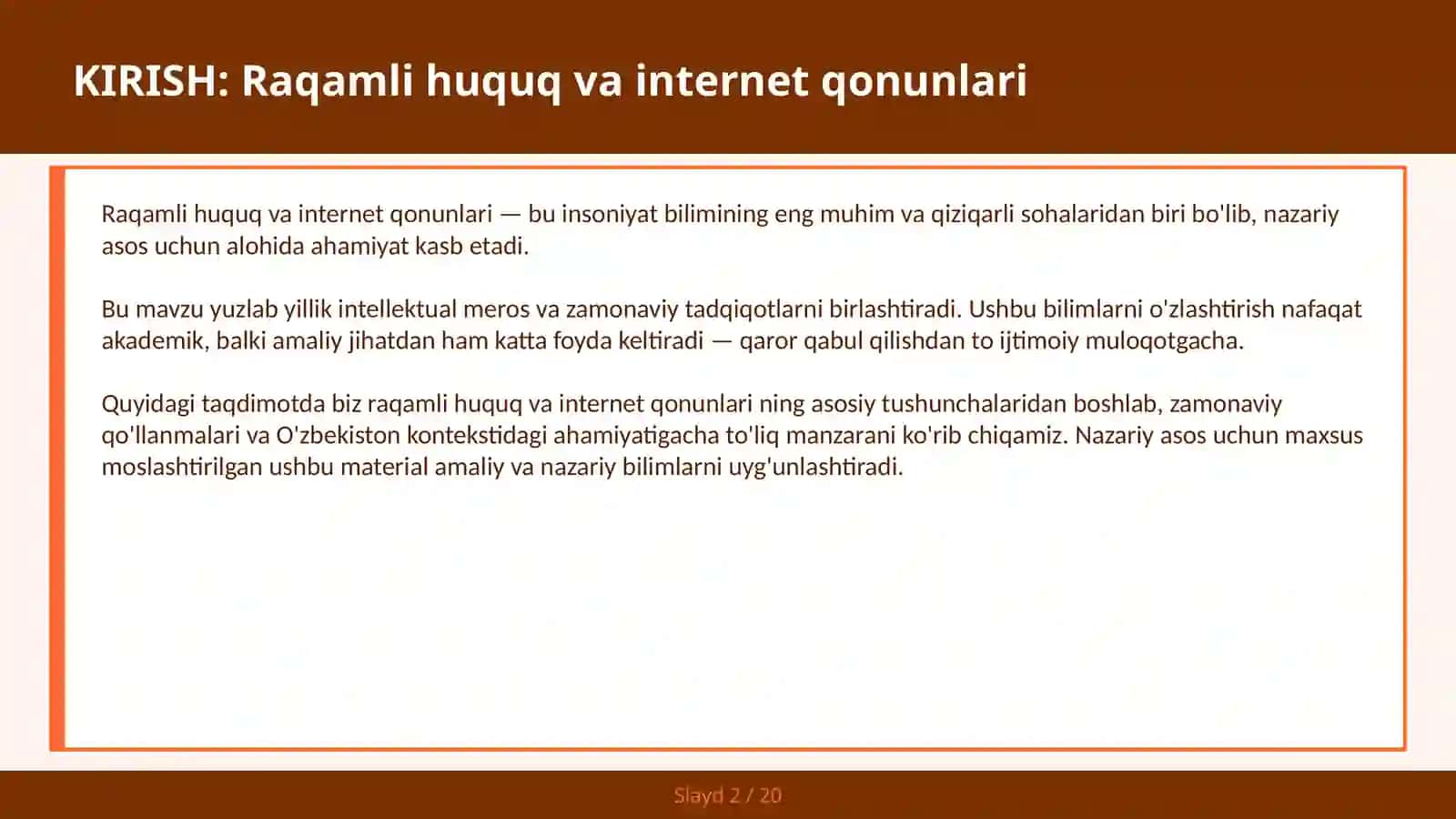 Raqamli Huquq va Internet Qonunlari 2