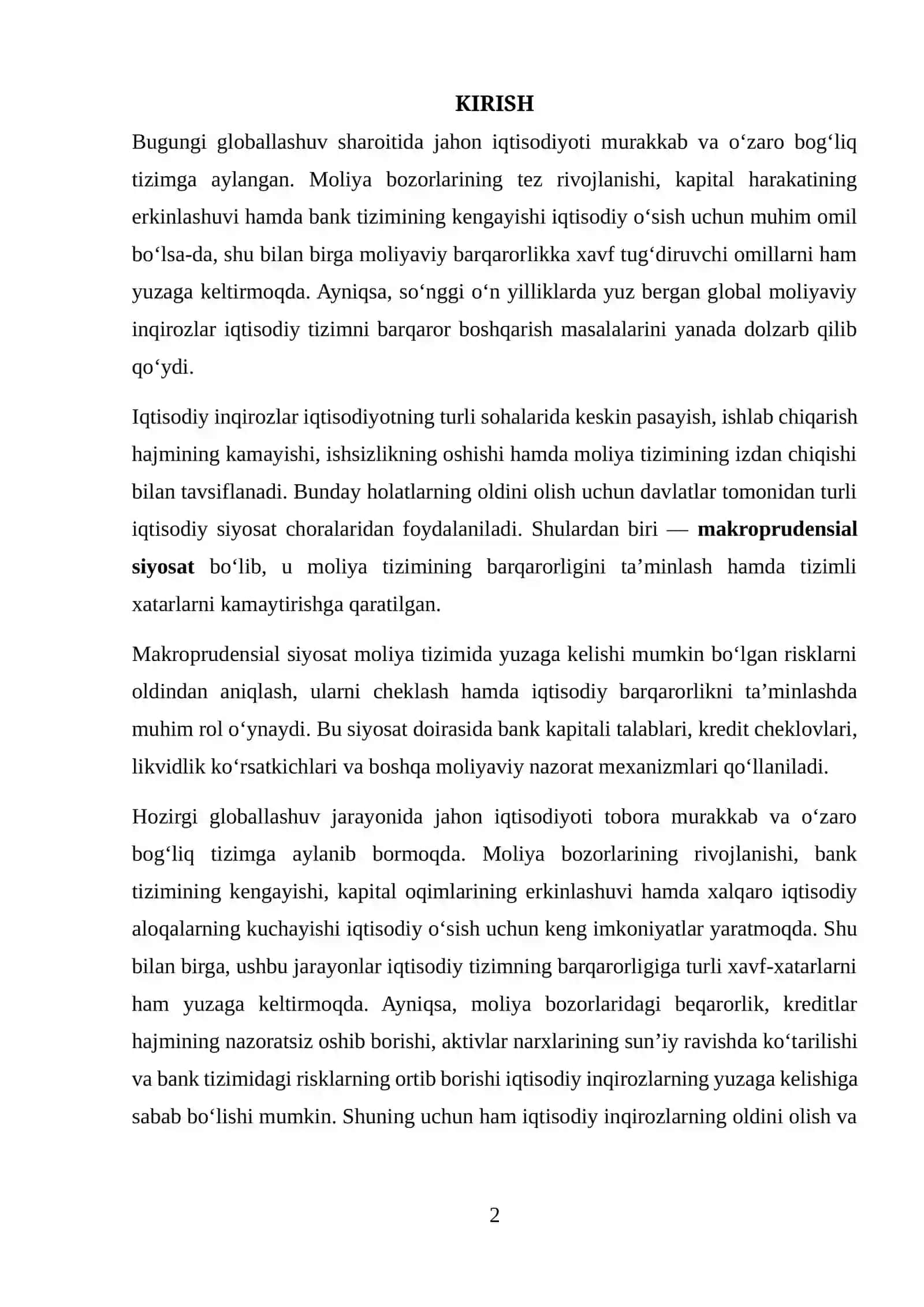 IQTISODIY INQIROZLARNING OLDINI OLISH SIYOSATLARI (MACROPRUDENTIAL TOOLS) 2
