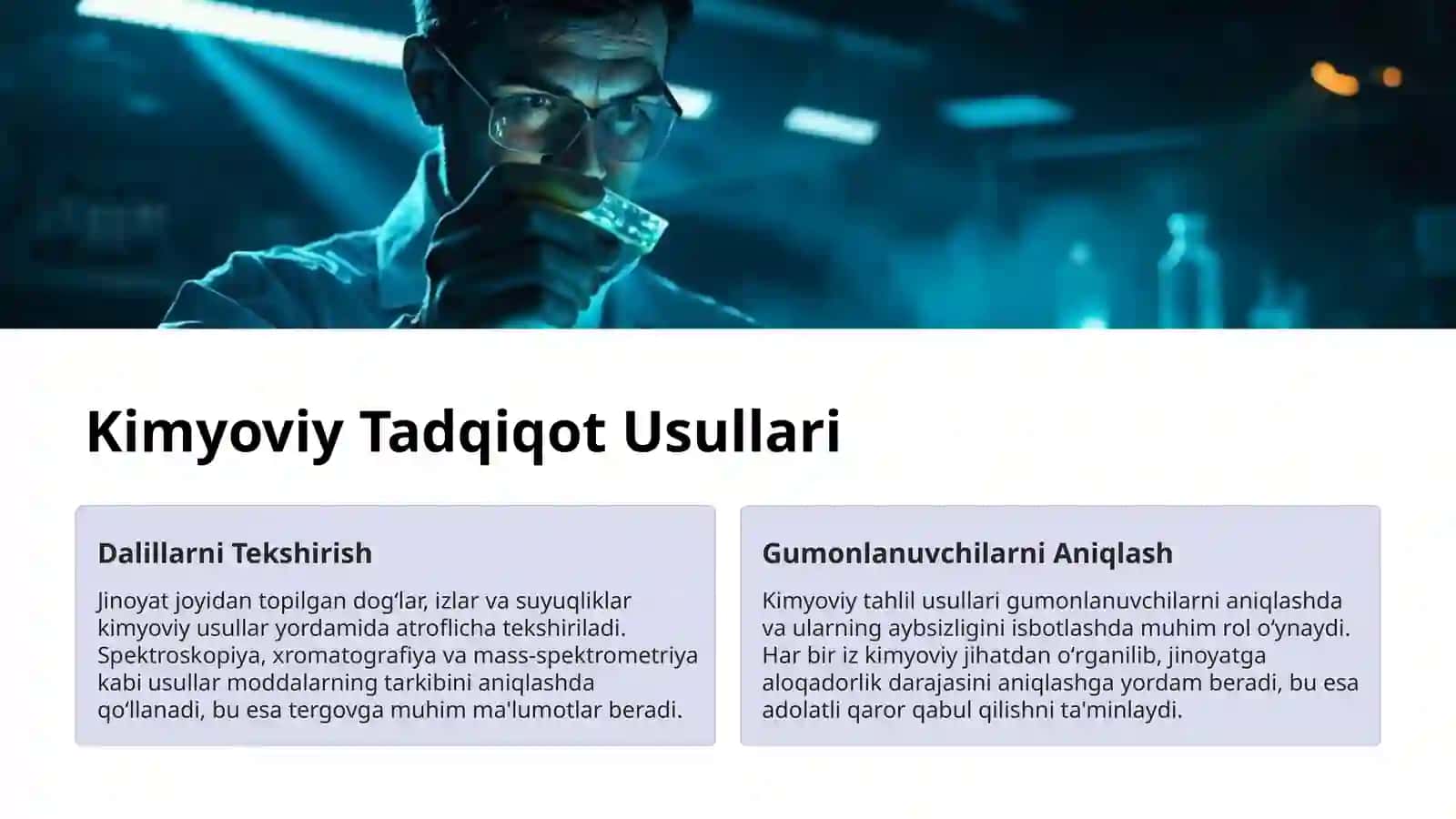 Kriminalistikada Kimyoning Oʻrni 2