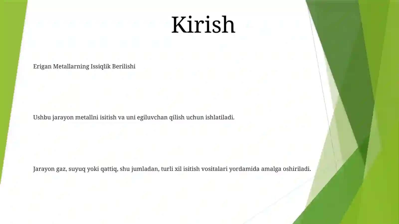 Erigan Metallarning Issiqlik Berilishi 2