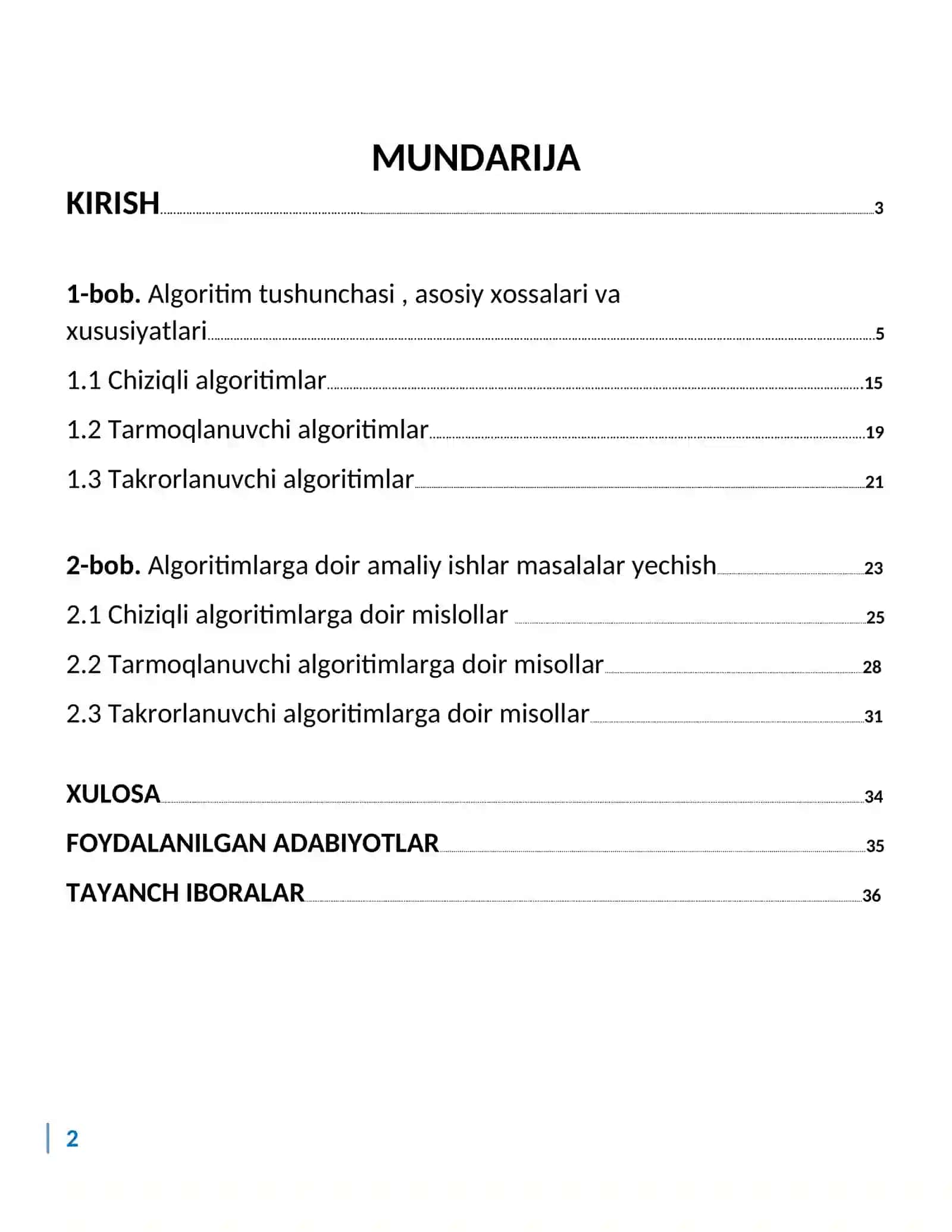 Algoritim va ularning turlari 2