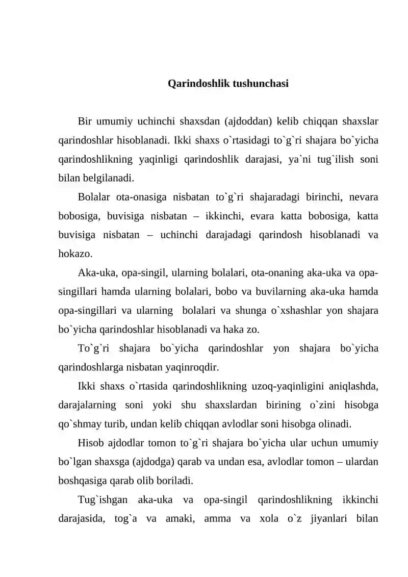 QON-QARINDOSHLIK VA BOLALARNING NASL-NASABINI BELGILASH 2